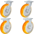 Casterhq 8"x2" Non-Marking Orange Tread Polyurethane Casters, 2 Swi, PK4 30TS820DUA63M-03-2R-2R